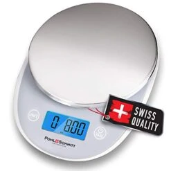 Ohl Schmitt Digital Food Kitchen Scale, Multifunctional Weight Measuring For Cooking And Baking In Grams/Ounces, Auto Shut-Off, Stainless Steel (Batteries Included) (Silver)