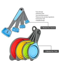 Measuring Cups And Spoons, Collapsible Measuring Cups And Spoons Set, Plastic Measuring Cup Set, Kitchen Dry Silicone Measuring Cups Cute, Camping Measuring Cups Collapsible Measure Cups -Peugeot Shop 41G0zZezpwL