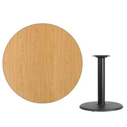 42" Round Natural Laminate Table Top With Round Base - Table Height Restaurant Table