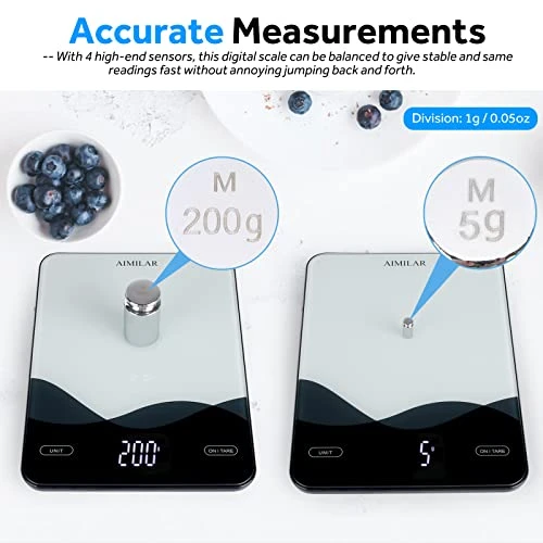Chargeable Digital Kitchen Food Scale - AIMILAR LED Display 22lb Food Weight Scales For Baking Cooking USB C Rechargeable Ounces And Grams 1g/0.1oz 2 Chargeable Digital Kitchen Food Scale - AIMILAR LED Display 22lb Food Weight Scales For Baking Cooking USB C Rechargeable Ounces And Grams 1g/0.1oz - Image 2