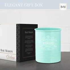 Large Farmhouse Kitchen Utensil Holder For Countertop - Kitchen Utensil Caddy - Teal Cooking Utensils Holder For Kitchen Counter - Utensil Organizer Jar For Wooden Spoon And Spatulas -Peugeot Shop 41G5CBs18CL