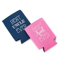 Best Aunt And Uncle Ever Can Coolers, Set Of 2, 1 Pink And 1 Navy Blue Beer Can Coolies, New Aunt Gifts, Novelty Can Cooler, Perfect Birthday, Gender Reveal Gift, Baby Announcement (Aunt And Uncle) -Peugeot Shop 41G6Hr1Xy9L