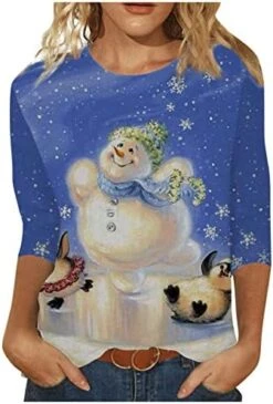 Womens Causal Loose Crewneck Cute Plus Size Sweatshirts Long Sleeve Christmas Print Crew Neck Pullover Top Fall Clothes -Peugeot Shop 41G7QgqkL. AC