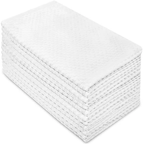 Euro Café Set Of 12 Waffle Weave Pure Cotton Super Absorbent Multipurpose Kitchen Towels, Dishcloths, Tea Towels White 7 Euro Café Set Of 12 Waffle Weave Pure Cotton Super Absorbent Multipurpose Kitchen Towels, Dishcloths, Tea Towels White - Image 7