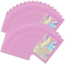100 Pieces Resealable Smell Proof Bags Foil Pouch Bag Flat Ziplock Bag For Party Favor Food Storage (Holographic Color, 8 X 10 Inch) -Peugeot Shop 41GFO9BOXJL. AC