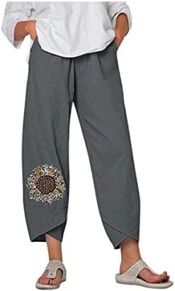 Kingspinner Capri Pants For Women Plus Size Capri Baggy Pants Casual Linen Long Pants Women Palazzo Lounge Pants -Peugeot Shop 41GHBghGcvS. AC