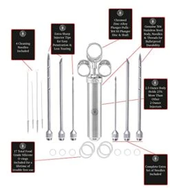 Grill Sergeant Professional Meat Injector, Marinade Syringe Set, Forever Guarantee, Zippered Storage & Travel Case, 304 Stainless Steel, No Aluminum, 6 Needles, 2.5 Oz Capacity, 4 Cleaning Brushes 11 Grill Sergeant Professional Meat Injector, Marinade Syringe Set, Forever Guarantee, Zippered Storage & Travel Case, 304 Stainless Steel, No Aluminum, 6 Needles, 2.5 Oz Capacity, 4 Cleaning Brushes -Peugeot Shop 41GQ0HjsKzL