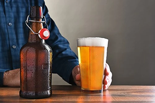 Home Brewing Glass Beer Bottle With Easy Wire Swing Cap & Airtight Rubber Seal -Amber- 16oz - Case Of 12 - By Tiabo 4 Home Brewing Glass Beer Bottle With Easy Wire Swing Cap & Airtight Rubber Seal -Amber- 16oz - Case Of 12 - By Tiabo - Image 4