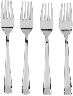 160 Disposable Plastic Silver Forks Silverware, Fancy Plastic Cutlery, Heavy Duty Quality Utensils For Catering Formal Events, Wedding, Parties, Dinner And All Other Occasions -Peugeot Shop 41GRBmgwunL. AC