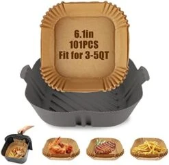 Air Fryer Liners Set, 100PCS Parchment Paper Disposable + 1PC Silicone Air Fryer Liner Reusable For Easy Bake Oven And Roaster (6.1inch, Round) 15 Air Fryer Liners Set, 100PCS Parchment Paper Disposable + 1PC Silicone Air Fryer Liner Reusable For Easy Bake Oven And Roaster (6.1inch, Round) -Peugeot Shop 41GU kpA2rL. AC