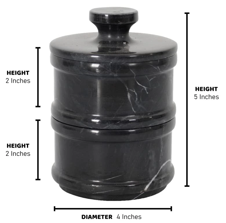 Handmade Marble Black 5” Dual Salt Cellar With Lid – 2” Each Salt And Pepper Bowls Kitchen Container Storage Set – Ideal For Jewelry, Butter Keeper, Sugar & Kitchen Décor 5 Handmade Marble Black 5” Dual Salt Cellar With Lid – 2” Each Salt And Pepper Bowls Kitchen Container Storage Set – Ideal For Jewelry, Butter Keeper, Sugar & Kitchen Décor - Image 5