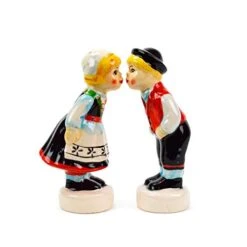 Norwegian Kissing Couple Collectible Ceramic Salt And Pepper Shakers Set By E.H.G