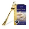 125 Disposable Heavy Duty Plastic Forks, Fancy Plastic Silverware Looks Like Real Cutlery - Utensils Perfect For Catering Events, Restaurants, Parties And Weddings (Gold)