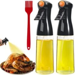 210ml Glasses Oil Sprayer - 2pcs Olive Oil Sprayer With Brush 7 OZ Oil Sprayer For Cooking Mist Oil Spray Bottle For Kitchen Air Fryer, Salad, Baking, Grilling, Frying, Black -Peugeot Shop 41GcbitGRtL. AC