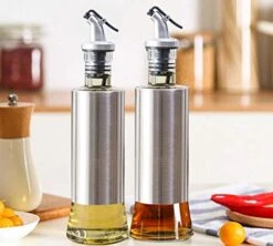 17oz Stainless Steel Glass Olive Oil Dispenser, 500ml Vinegar And Soy Sauce Bottle Set Of 2 For Kitchen (KA1008) -Peugeot Shop 41Gcs8roYxL