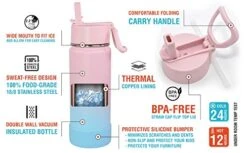 17 Oz Insulated Water Bottle With Straw Lid For Kids And Adult + 20 Funny Waterproof Stickers - Perfect For Personalizing Your Kids Metal Water Bottle -Peugeot Shop 41GecbGr33L