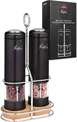 Lafster Kitchen Electric Pepper Grinder - Battery Powered Stainless Steel Salt Or Pepper Mill - Tall Power Shaker - Automatic Grinder With Light - Adjustable Ceramic Coarseness - Pack Of 1 -Peugeot Shop 41GfLNasqRL. AC