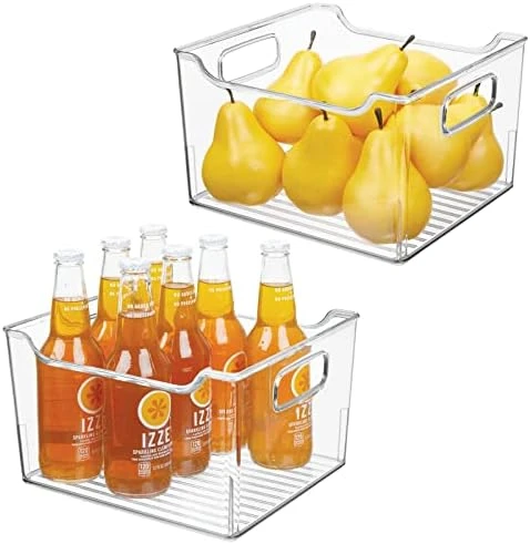 Slim Stackable Plastic Storage Organization Bin With Handles For Kitchen Cabinet, Pantry, Shelf, Refrigerator, Home Organizer For Fruit, Potatoes, Onions, Drinks, Snacks, Pasta, 2 Pack, Clear 11 Slim Stackable Plastic Storage Organization Bin With Handles For Kitchen Cabinet, Pantry, Shelf, Refrigerator, Home Organizer For Fruit, Potatoes, Onions, Drinks, Snacks, Pasta, 2 Pack, Clear - Image 11