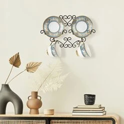 MyGift Set Of 2 Wall Mounted Plate Display Rack For Tea Cup And Saucer With Vintage Black Metal Decorative Scrollwork Design -Peugeot Shop 41GjAYPwgEL