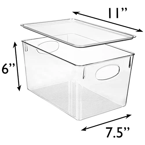Plastic Storage Bins With Lids – Perfect Kitchen Organization Or Pantry Storage – Fridge Organizer, Pantry Organization And Storage Bins, Cabinet Organizers - 4 Pack 4 Plastic Storage Bins With Lids – Perfect Kitchen Organization Or Pantry Storage – Fridge Organizer, Pantry Organization And Storage Bins, Cabinet Organizers - 4 Pack - Image 4