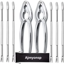 Ajmyonsp 12Pcs Crab Crackers And Tools/Lobster Nut Crackers And Picks - 6 Crab Leg Forks 4 Lobster Shellers, 2 Stainless Steel Seafood Crackers & Storage Bag -Peugeot Shop 41GnU7iQvKL. AC