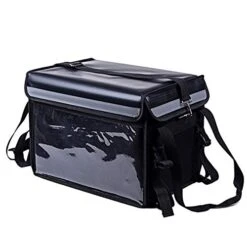 Insulated Food Delivery Bag Waterproof Portable Insulated Grocery Tote Food Warmer Bag Takeaway Box For Restaurant Delivery Grocery Shopping (Black)