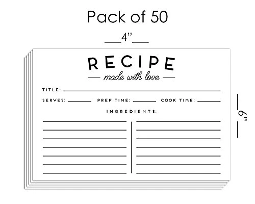 Of 50 Premium Recipe Cards - 4x6 Double Sided - Black And White Modern Style 3 Of 50 Premium Recipe Cards - 4x6 Double Sided - Black And White Modern Style - Image 3