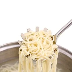 304 Stainless Steel Spaghetti Pasta Fork - Noodle Serving Spoon Perfectly Lifts, Drains, Serves Long Strand Ribbon Noodles And Zoodles