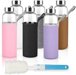 Clear Glass Bottles With Lids And Silicone Sleeve 18 Oz, Glass Reusable Water Bottles With Stainless Steel Cap For Juicing,Refrigerator,100% Leak Proof, BPA Free Eco Friendly,Set Of 6 22 Clear Glass Bottles With Lids And Silicone Sleeve 18 Oz, Glass Reusable Water Bottles With Stainless Steel Cap For Juicing,Refrigerator,100% Leak Proof, BPA Free Eco Friendly,Set Of 6 -Peugeot Shop 41H47632RjL. AC