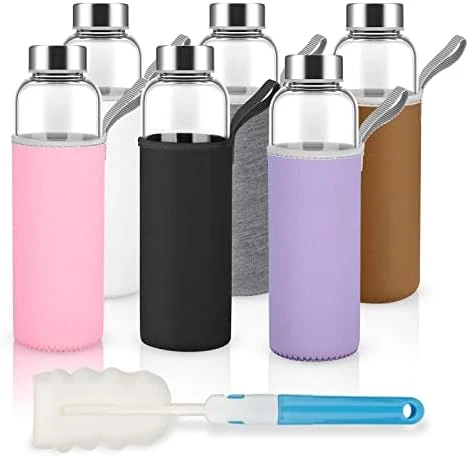 Clear Glass Bottles With Lids And Silicone Sleeve 18 Oz, Glass Reusable Water Bottles With Stainless Steel Cap For Juicing,Refrigerator,100% Leak Proof, BPA Free Eco Friendly,Set Of 6 11 Clear Glass Bottles With Lids And Silicone Sleeve 18 Oz, Glass Reusable Water Bottles With Stainless Steel Cap For Juicing,Refrigerator,100% Leak Proof, BPA Free Eco Friendly,Set Of 6 - Image 11