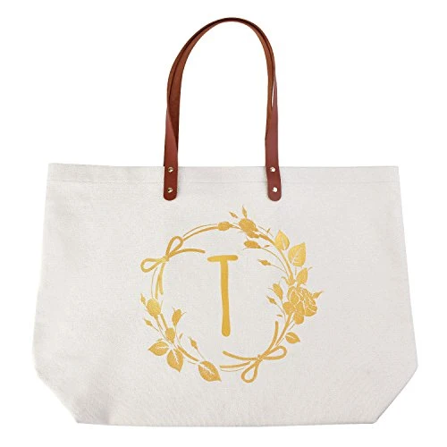 ELEGANTPARK Monogrammed Gifts For Women Canvas Tote Bag Personalized Birthday Gifts Bag Present Bag For Mom Friend Sister Teacher Bridesmaid Graduation Gifts Bag With Pocket Initial T Letter 2 ELEGANTPARK Monogrammed Gifts For Women Canvas Tote Bag Personalized Birthday Gifts Bag Present Bag For Mom Friend Sister Teacher Bridesmaid Graduation Gifts Bag With Pocket Initial T Letter - Image 2