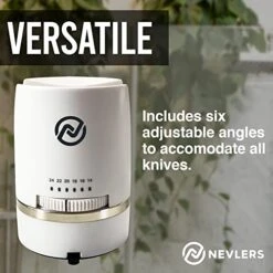 Adjustable Angle Manual Kitchen Knife Sharpener With Suction Base - These Sharpeners Prep, Repair, Sharpen, & Polish Most Knives In One Easy Step - Mini Brush For Quick & Easy Clean Up - White -Peugeot Shop 41HJYGglzuL