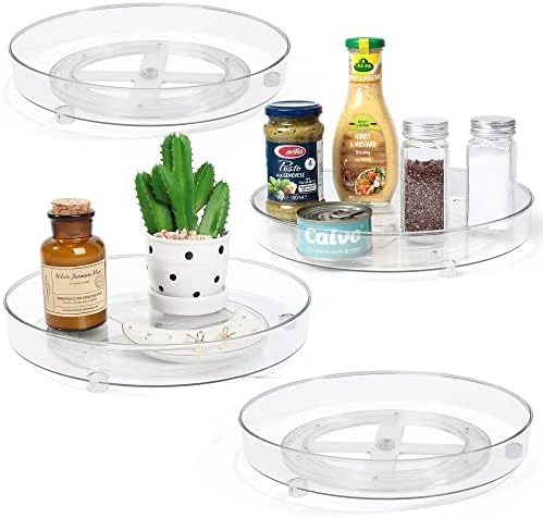 Lazy Susan Organizers, 4 Pack 10.6” Clear Lazy Susan Turntable For Kitchen, Cabinet, Fridge, Pantry, Countertop, Bathroom Storage 10 Lazy Susan Organizers, 4 Pack 10.6” Clear Lazy Susan Turntable For Kitchen, Cabinet, Fridge, Pantry, Countertop, Bathroom Storage - Image 10