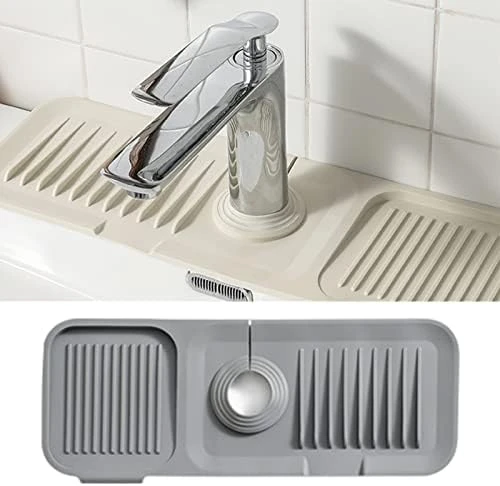 Silicone Sink Faucet Mat For Kitchen & Bathroom Sink Splash Guard Faucet Sink Water Draining Pad Countertop Protection Rubber Drying Mat Faucet Water Drip Catcher Tray Pad Faucet Absorbent Mat, Grey 6 Silicone Sink Faucet Mat For Kitchen & Bathroom Sink Splash Guard Faucet Sink Water Draining Pad Countertop Protection Rubber Drying Mat Faucet Water Drip Catcher Tray Pad Faucet Absorbent Mat, Grey - Image 6