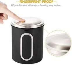 Stainless Steel Canister Sets With Anti-Fingerprint Lid And Visible Window, Cereal Container Set Of 3 (Black) -Peugeot Shop 41HUP7KPHwL