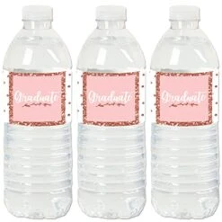 Big Dot Of Happiness Rose Gold Grad - Graduation Party Water Bottle Sticker Labels - Set Of 20