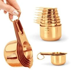 LbDepot Copper Plated Measuring Cups, Premium 18/8 Stainless Steel Metal, Stackable & Nesting, Accurate Dual Spout Measuring Cup Design For Dry & Liquid Ingredients, 7 Piece Set -Peugeot Shop 41HZ7cIexDL