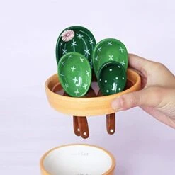 4pcs Porcelain Measuring Spoons With Base, Cute Cactus Shape -Peugeot Shop 41Hae9idtRL
