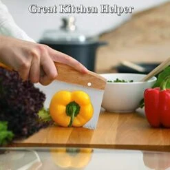 Bench Scraper Set Of 2, HaSteeL Metal Dough Scraper Cutter Pastry Chopper With Wooden Handle, Heavy Duty Stainless Steel Griddle Scraper With Measuring Marks For Cooking Baking Grilling -Peugeot Shop 41Hcf52RohL