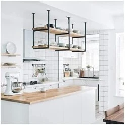 Ceiling Ornament Restaurant Iron Solid Wood Ceiling Shelf Shelves, Shelves Shelf/Bar Hanging Storage Rack Floating Shelf Bracket(Shelf Only) (Size : 120X30X60CM) -Peugeot Shop 41HlCvNA9L. AC 1