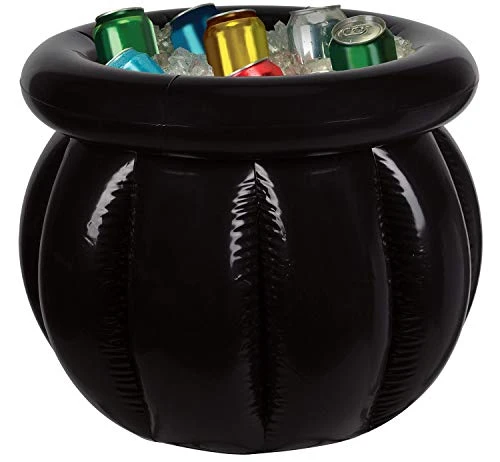 Beistle 18" X 22" Inflatable Cauldron Drink Cooler Happy Halloween Party Beverage Holder, Holds Approx. 48 12-Ounce Cans, Black 2 Beistle 18" X 22" Inflatable Cauldron Drink Cooler Happy Halloween Party Beverage Holder, Holds Approx. 48 12-Ounce Cans, Black - Image 2