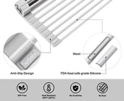 Over The Sink Multipurpose Roll-Up Dish Drying Rack (Warm Gray, Large - 20.5"x13") - 2 Pack -Peugeot Shop 41Hou5qMMyL