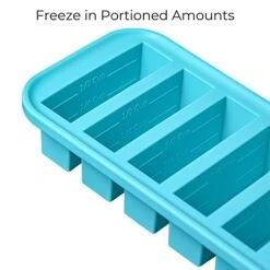 1/2-Cup Freezing Tray With Lid, Aqua, Makes 6 Perfect 1/2 Cup Portions, Freeze Pesto, Salsa, Sauce, Food -Peugeot Shop 41I4TfdUFwL