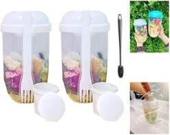 Zkosieng 2022 Keep Fit Salad Meal Shaker Cup With Fork And Dressing Holder, Fresh Washing Brush, Health Container, Portable Vegetable Breakfast To Take Away. (E-Pink+Green), 7.48×4.33×4.33in -Peugeot Shop 41IIcOkyZ3L. AC