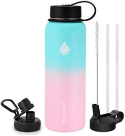 Stainless Steel Water Bottle, 2 Or 3 Lids(32 Oz,40 Oz,64oz), Double Wall Vacuum Insulated Leak Proof, Wide Mouth Water Bottle With Straw Lid, Spout Lid, Keep Liquids Hot Or Cold -Peugeot Shop 41IKTFFuAlL. AC