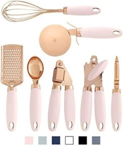 Ith COLOR 7 Pc Kitchen Gadget Set Copper Coated Stainless Steel Utensils With Soft Touch White Handles -Peugeot Shop 41IOeLVT5OL. AC