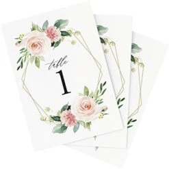 Table Numbers, Geometric Floral, Double-Sided Cards Plus Head Table Card For Your Wedding, Reception, Anniversary, Birthday Party Or Celebration, 4"x6" (1-25 Plus Head Table Card) -Peugeot Shop 41IOf8FcJL. AC 1