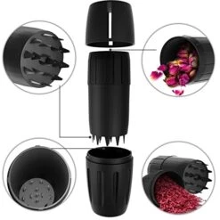 Spice Grinder (2 Pack) Storage And Grinding All In One System, Grinders For Kitchen, Equipped With Cleaning Brushes (Black & Red) -Peugeot Shop 41Ietz076zL