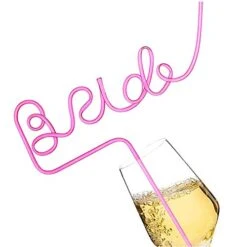Bride Straw,Large Plastic Pink Bride Drinking Sipping Straw Reusable Letter Drinking Straw For Bridal Wedding Shower Bachelorette Hen Party Decoration Bride To Be Gift Party Supplies Favor