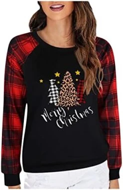 Womens Crewneck Sweatshirt Cute Loose Tops Christmas Print Long Sleeve Fashion Sweatshirts Pullover Top Fall Clothes -Peugeot Shop 41IlXrEn1TL. AC 1
